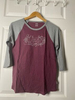 Vans Two-Tone Raglan Long Sleeve Tee in Maroon and Gray #7